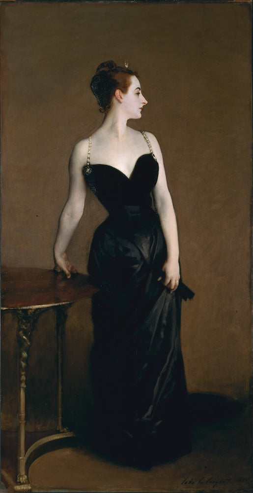 The portrait "Madame X" by John Singer Sargent caused a scandal because of her bared shoulder.