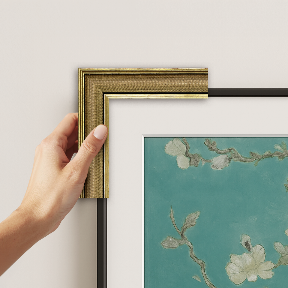 IndustrialBrass_CornerExample - Deco TV Frames AU