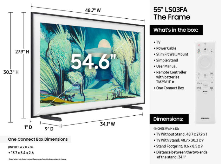 55" Samsung The Frame / QLED 4K Art Mode Samsung Vision AI Smart TV (2025)