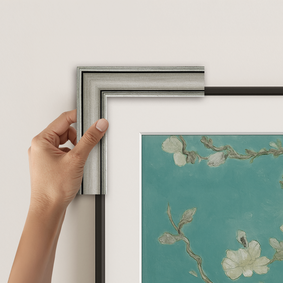 IndustrialNickel_CornerExample - Deco TV Frames AU