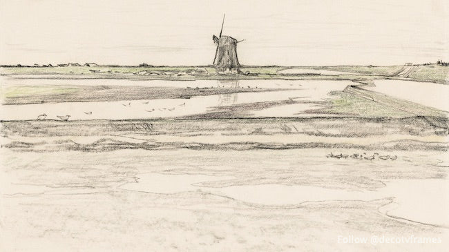 Landschap met poldermolen Het Noorden dans le polder Het Noorden op Texel (1873–1917) 