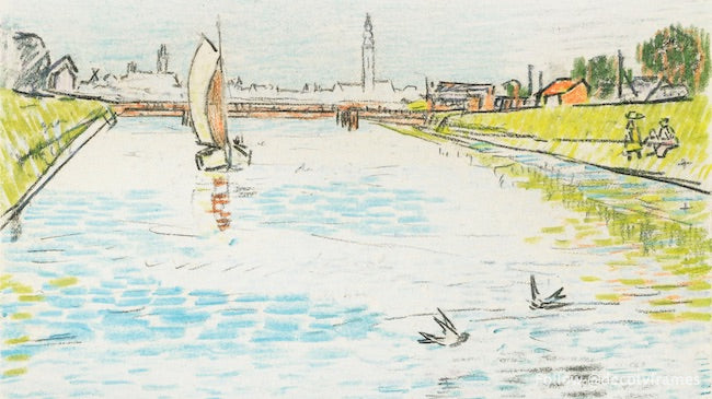 View of a Canal with a Sailing Ship (1907)